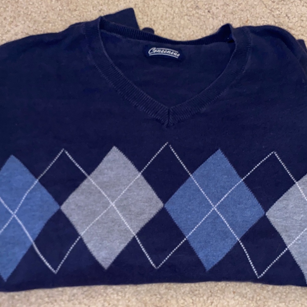 Men's Navy V-Neck Sweater